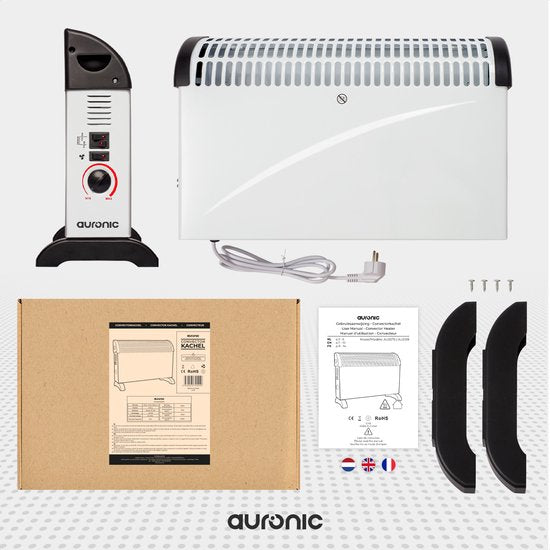Auronic Elektrische Convectorkachel - 750/1250/2000 Watt - Met Ventilator - Verwarming - Ventilatorkachel - Wit