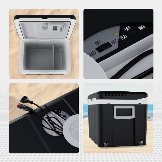 Auronic Koelbox Elektrisch 12V en 230 volt - Coolbox - Auto - Camping Koelkast - Koelen en Verwarmen - 40L - Frigobox - Zwart