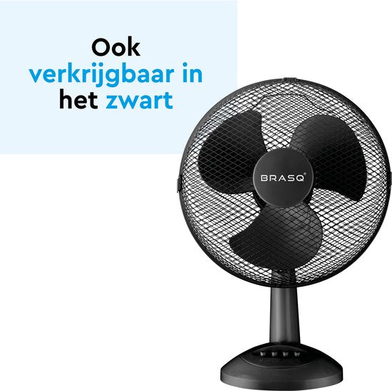 BRASQ Tafelventilator - 30 cm - Wit - 3 snelheden - Statiefventilator - 40 Watt
