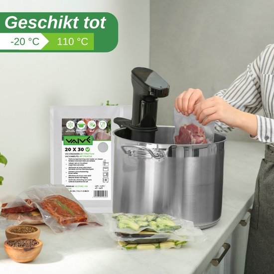 Vaive Vacuumzakken Voedsel 30 x 40 - 100 stuks - Vacumeerzakken - Vacuum / sous vide zakken - BPA vrij