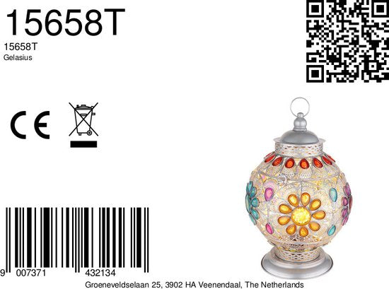Globo tafellamp Gelasius - zilver - metaal - 27 cm - E27 fitting - 15658T
