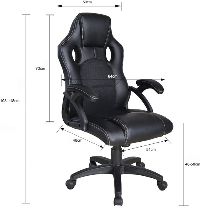 VDD Gamestoel Wouter junior bureaustoel - racing gaming stijl - hoogte verstelbaar - zwart