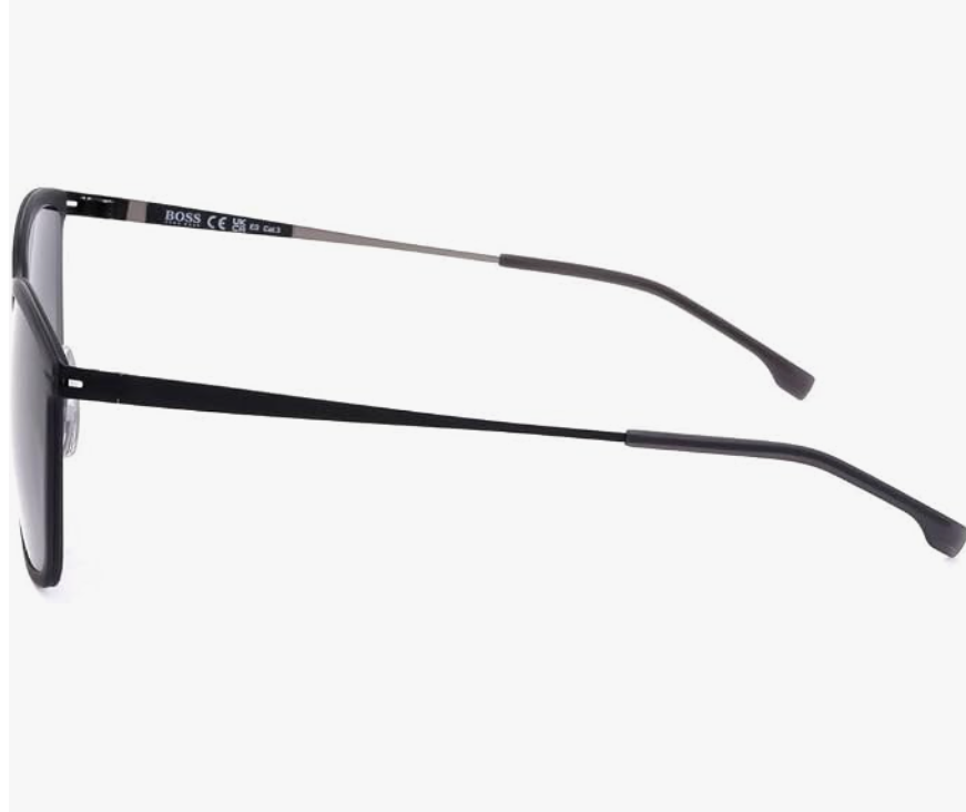 Hugo Boss BOSS 1243/S Zonnebril - Mat Grijs Zwart - 55/21/150 - Rechthoekig, Roestvrij Staal