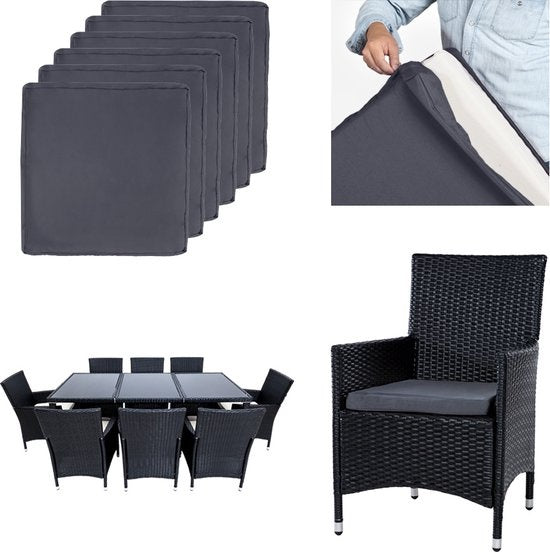 Tectake - Tuinmeubelset - 8 persoons - Zwart