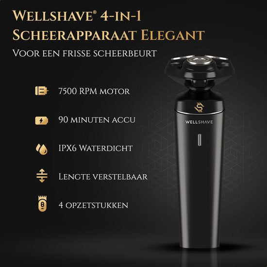 Wellshave 4 in 1 Scheerapparaat Mannen - Met Trimmer & Neustrimmer - Elektrisch Scheerapparaat- Nat en droog - Scheerapparaten - Scheren - Baardtrimmer