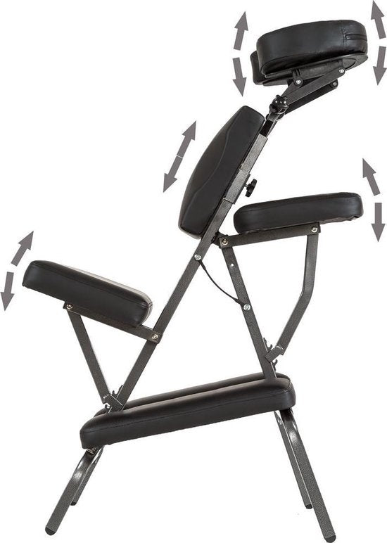tectake® - Massagestoel, behandelstoel met dikke bekleding zwart inclusief zwarte draagtas