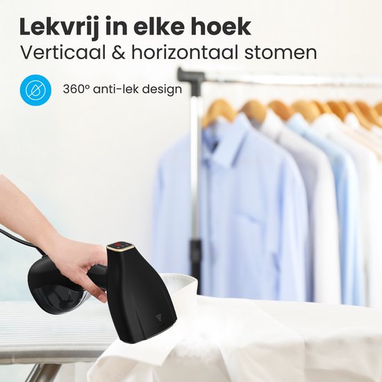 Auronic Kledingstomer - Stoomapparaat - Handstomer voor Kleding en Meubilair - 300ml - Zwart