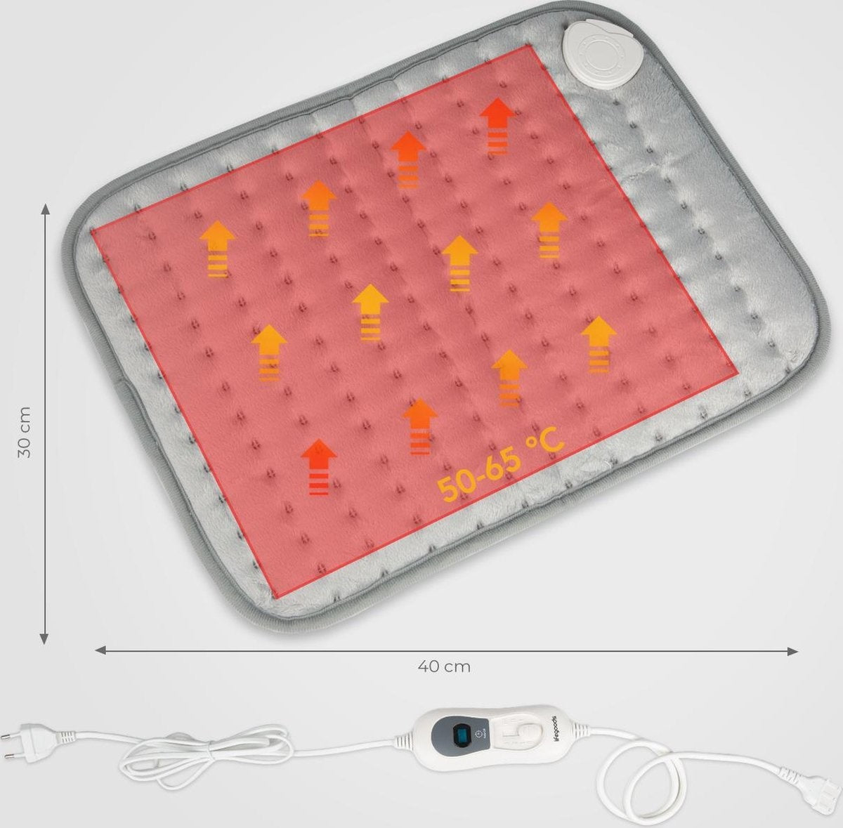 Auronic Warmtekussen - Elektrisch - 40x30cm - Nek en Schouders - Wasbaar - Grijs