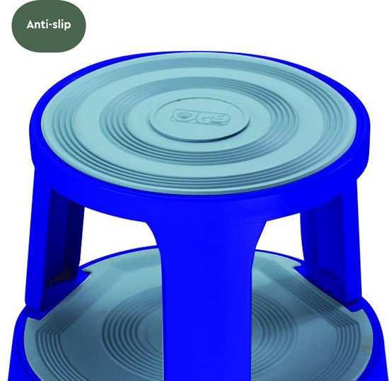 BRASQ Opstapkrukje Premium Blauw - Draagvermogen 150 kg - Opstapkruk - Olifantenvoet - Kantoorkruk - Roltrap - Kruk - Metaal