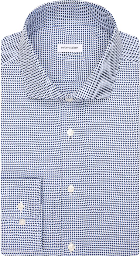 Seidensticker Slim Fit Overhemd Pepita Kentkraag – maat 43 – mid blue