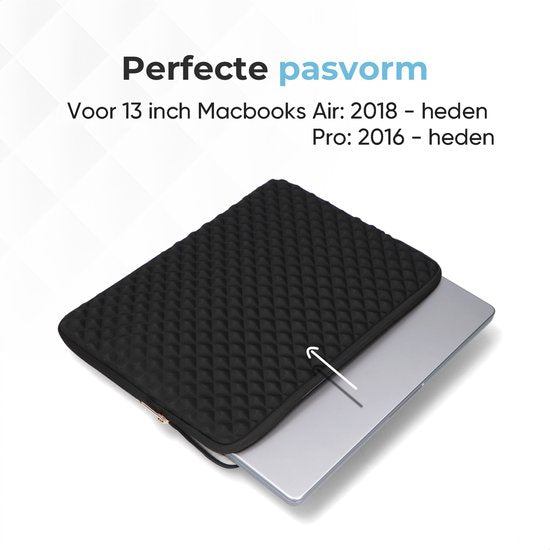 Trendfield Macbook Air Hoes 13.3 - 13.6 Inch Laptop Hoes - Macbook Pro Sleeve - Laptophoes 13 Inch - Diamanten Case - Zwart