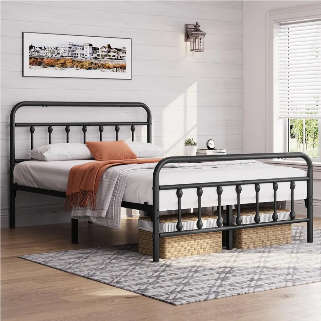 Yaheetech Metalen Bedframe met Lattenbodem - Zwart - 140 x 200 cm