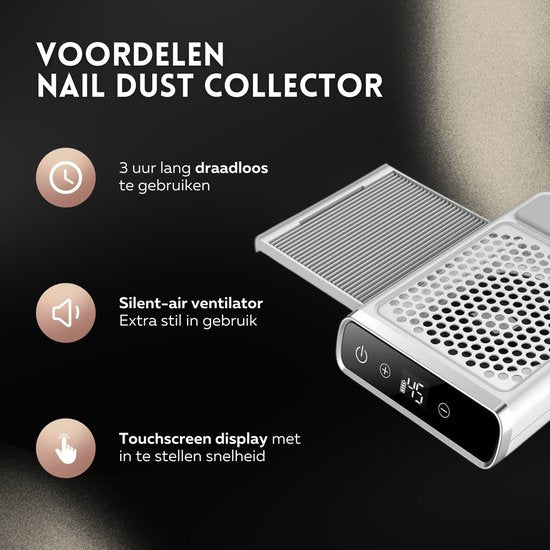Beeperfect® Nail Dust Collector - Stofafzuiger Manicure - Nagelstofafzuiger - Herbruikbaar Filter - Stil in Gebruik - Draadloos en Oplaadbaar