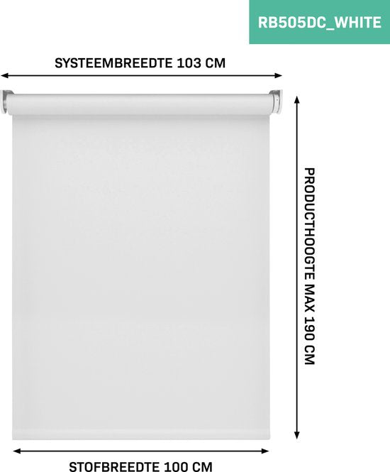 VONROC SMART BLINDS - Elektrisch rolgordijn - Uitbreiding - 100 x 190 - Wit – Zonder afstandsbediening en oplaadkabel