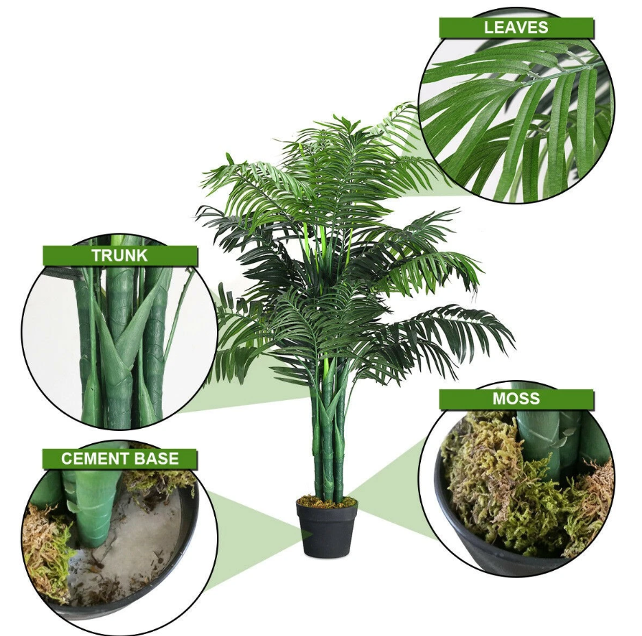 1,1 meter hoge kunstmatige Areca-palm - Decoratieve zijden boom met mand voor binnen en buiten