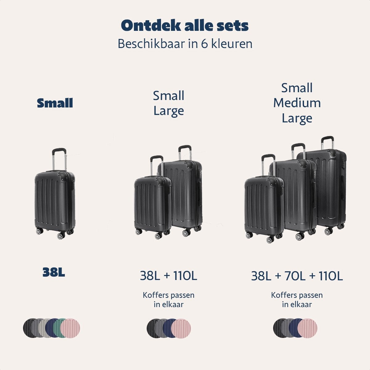 TRVLMORE Handbagage Koffer – 54x36x20 cm – 38L – Lichtgewicht & Sterk – Zwart – Geschikt voor Vliegtuigcabine