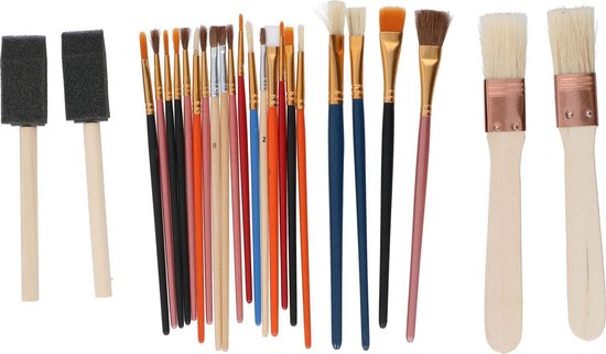 Artico Verfkwasten Set - 25 Stuks - Geschikt voor Verschillende Soorten Verf - Makkelijk Schoon te Maken - Hout