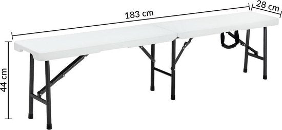 Tuinbank Inklapbaar - 8 Persoons - Picknickbank - Set van 2 stuks - Wit