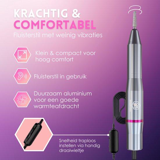 Beeperfect® Elektrische Nagelvijl - Nagelfrees - Manicure en Pedicure set - 11 Bitjes en 60 Schuurrolletjes