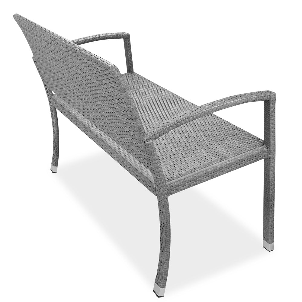 Casaria Polyrattan Tuinbank - 2-Zits UV-bestendig - Grijs