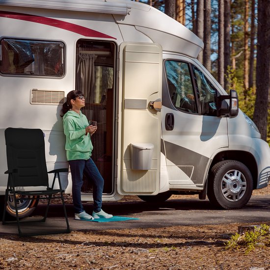 TRVLMORE Campingstoel - 7 standen - Comfortabele Kampeerstoel - 120 kg draagvermogen - Ligstand - Inklapbare stoel - Klapstoel - Zwart