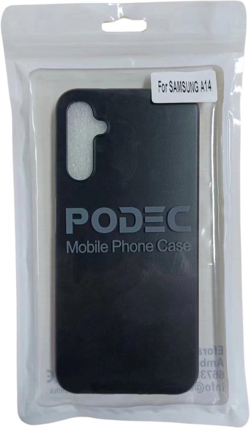 Podec Hoesje Geschikt voor Samsung Galaxy A14 Zwart Telefoonhoesje - Anti-Shock Case Cover met 1x Screenprotector