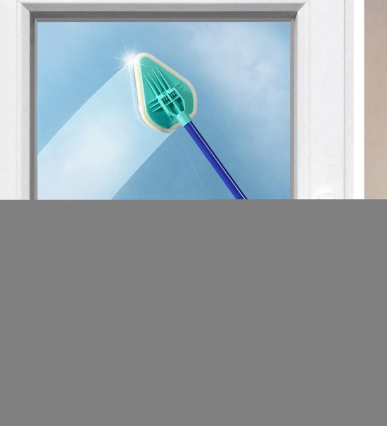 Badkamermop met sponsborstel - Blauw - Metaal - 45-90 cm