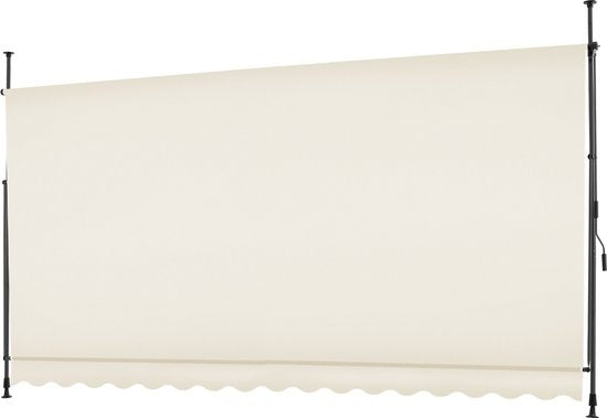 tectake - klemluifel - Zonnescherm – Zonneluifel - Verstelbaar - Klem-zonwering - Zonnescherm Balkon - 400 x 180 cm - beige – zonwering