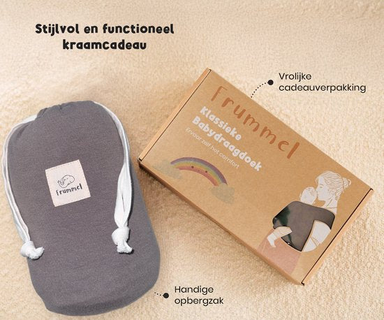 Frummel Baby Draagdoek Taupe - Draagzak - Baby Wrap - Baby carrier - Draagdoek baby - Baby 0-36 maanden - Newborn