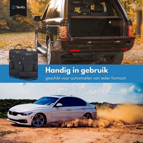 Tenify Premium Luxe & Stevige Auto Organizer met Tablethouder - Set van 2 - Extra Opbergruimte - Beschermer - Autostoel - Accessoires
