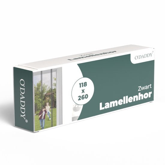 O'DADDY® Vliegengordijn Lamellenhor - 118x260 cm - Deurgordijn - Hordeur - Aanpasbaar Ontwerp - Glasvezel - Deurhor Zwart