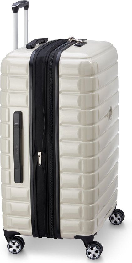 DELSEY PARIS Shadow 5.0 4DR Uitbreidbare Trolley – 75 cm – 106L – Hardcase – TSA-slot – Ivory/Crème