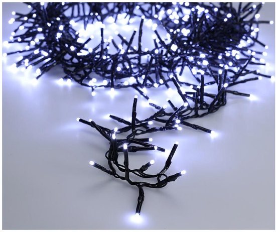 Maxi Cluster Kerstverlichting - 800 led - 12m - (ijs) wit - Timer - Lichtfuncties -Buiten-Binnen-Geheugen