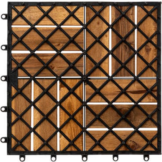 Hesperide Tuintegel/balkon terrastegels - 9 stuks - acacia hout kleur - kunststof - 30x30cm - vlonder - klikbaar to connect