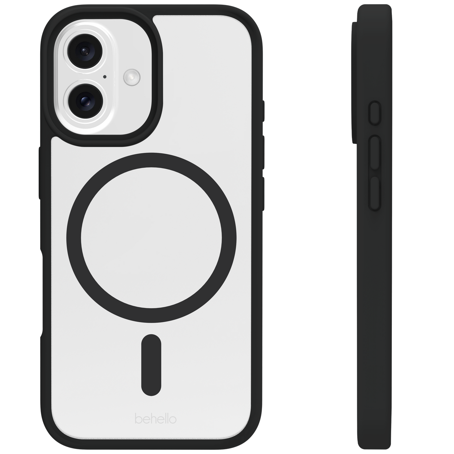 BeHello Hoesje iPhone 16 - MagSafe Magnetische Ring - Transparant / Zwart
