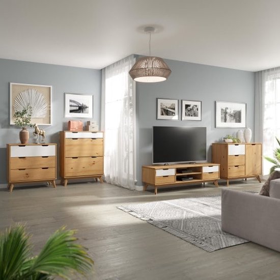 TV-dressoir massief hout 140x42x40cm naturel
