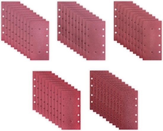 VONROC Schuurpapier set 92 x 187mm– 50 stuks – Voor vlakschuurmachines - Klittenbandbevestiging