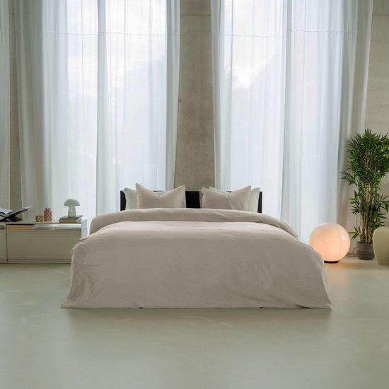 Kayori Dekbedovertrek Suraya - Katoensatijn - maat 140x200-220 cm - Beige