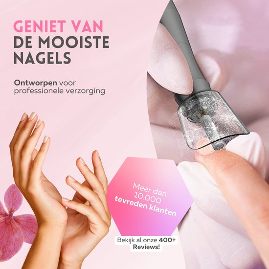 Beeperfect® Draadloze Elektrische Nagelvijl Pro Edition - Nagelfrees - Manicure en Pedicure set - Oplaadbaar - 11 Bitjes en 60 Schuurrolletjes - 30.000RPM