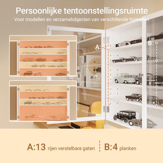 SoBuy Wandkast met 2 Klapdeuren en 4 Verstelbare Planken – Ruimtebesparende Opbergkast – Wandmontage – Wit – FSB113-W