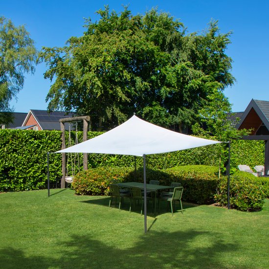 VONROC Premium Schaduwdoek - Vierkant - 360x360 cm – Waterafstotend - Wit – Incl. Opbergtas en bevestigingskoord