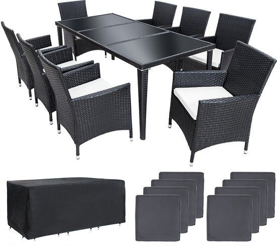Tectake - Tuinmeubelset - 8 persoons - Zwart