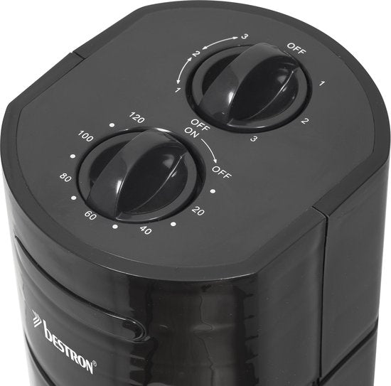 Bestron Torenventilator, Ventilator met 3 snelheidsstanden & 75° graden draaifunctie, incl. Timer, hoogte: 78 cm, 35W, AFT760Z, kleur: zwart
