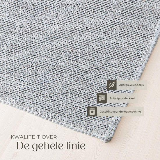 tectake® Vintage design tapijt - Laagpolig vloerkleed voor woonkamer, kinderkamer, slaapkamer of hal - Wasbaar - Div. afmetingen - 60x110cm - beige/grijs