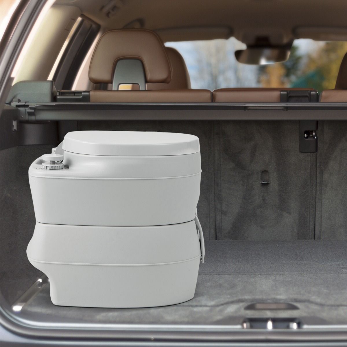 Coast Draagbaar Kampeertoilet - Afneembare 20L Watertank - met Spoelpomp - 45 x 40 x 42 cm - Grijs