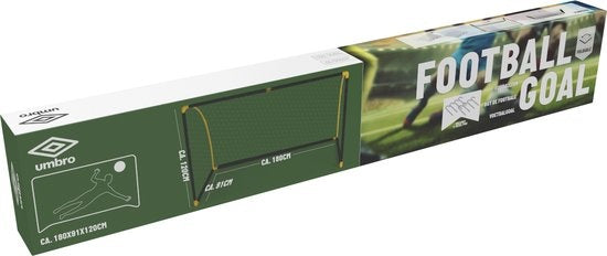 Umbro Voetbaldoel - Voetbal Goal 180 x 91 x 120 cm - Voetbalgoal Groot - Buitenspeelgoed voor Kinderen en Volwassenen - Opvouwbaar en Snelle Montage - Voetbal Training Doel - Zwart/ Geel