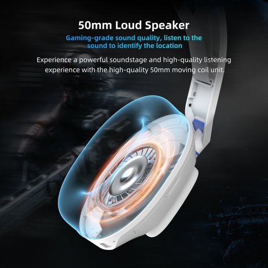 TAIDU THS318 - 2.4GHz PS4 Draadloze Gaming Headset - Over-ear PS5 Koptelefoon - met microfoon - Multiplatform - Wit