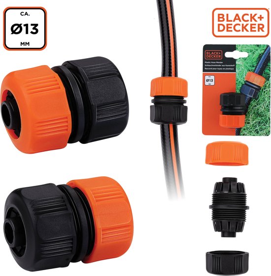 BLACK+DECKER Slangverbinder 1/2" - 13 ⌀ MM - Tuinslangkoppeling - Zwart/Oranje