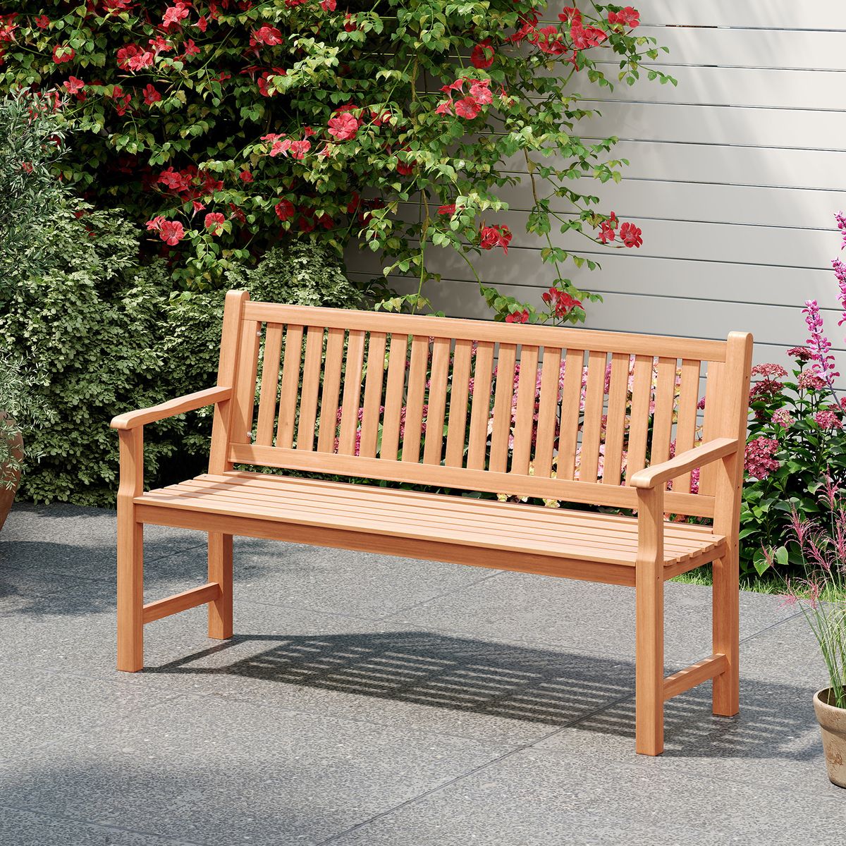 Coast Tuinbank - driezitsbank van dennenhout - ergonomische rugleuning en armleuningen - naturel - 150 x 53,5 x 89 cm