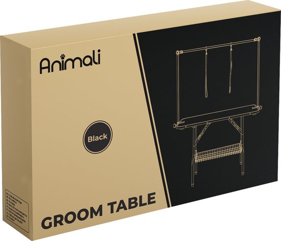 Animali Trimtafel - Trimtafel voor honden/katten - Hondentrimtafel - Inklapbaar - Aanlijnoptie - Opbergmand - 80KG draagvermogen - Zwart